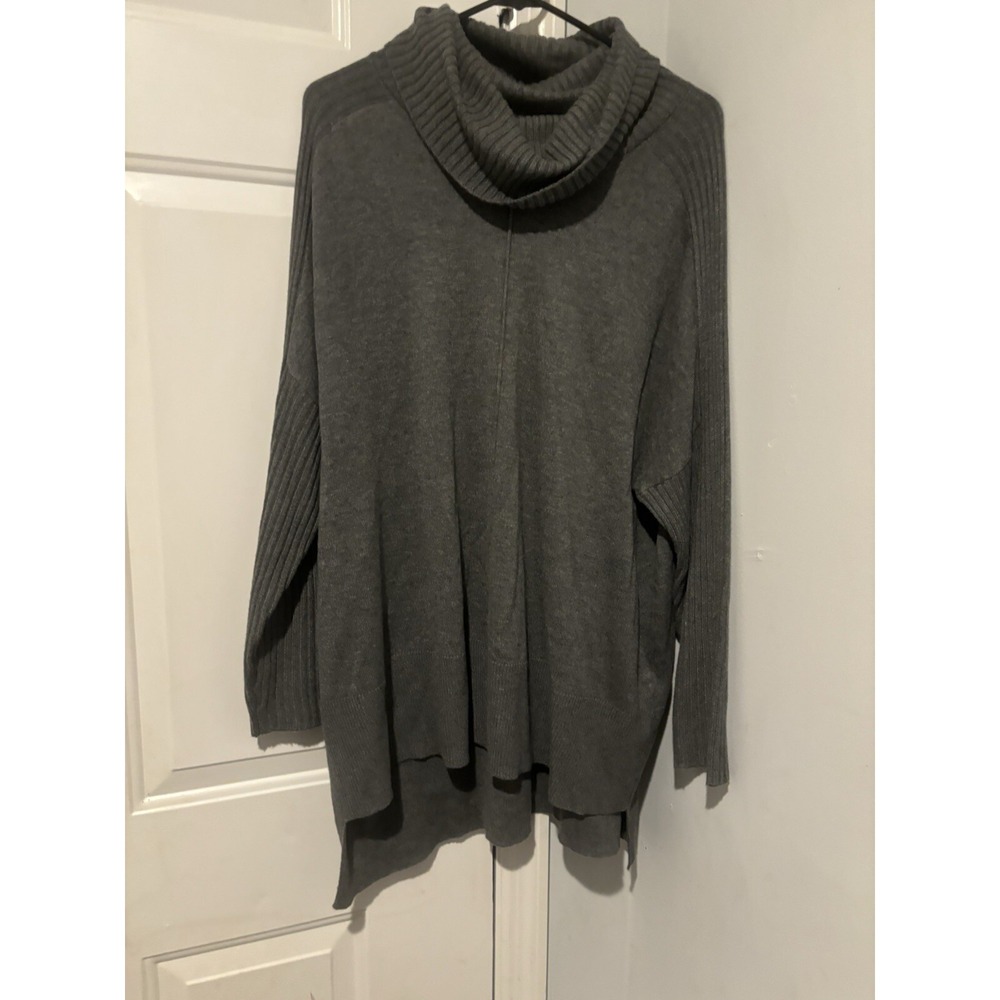 The Limited Gray Cowl Neck Sweater Mid Long Tunic asymmetrical hem XL‎